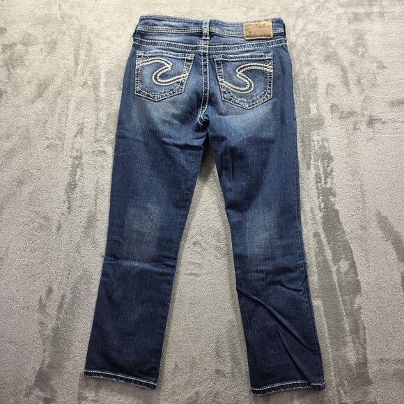 Silver Jeans Co Capri Jeans Womens 27 Blue Natsuki Thick Stitch Embroidered - Picture 2 of 11